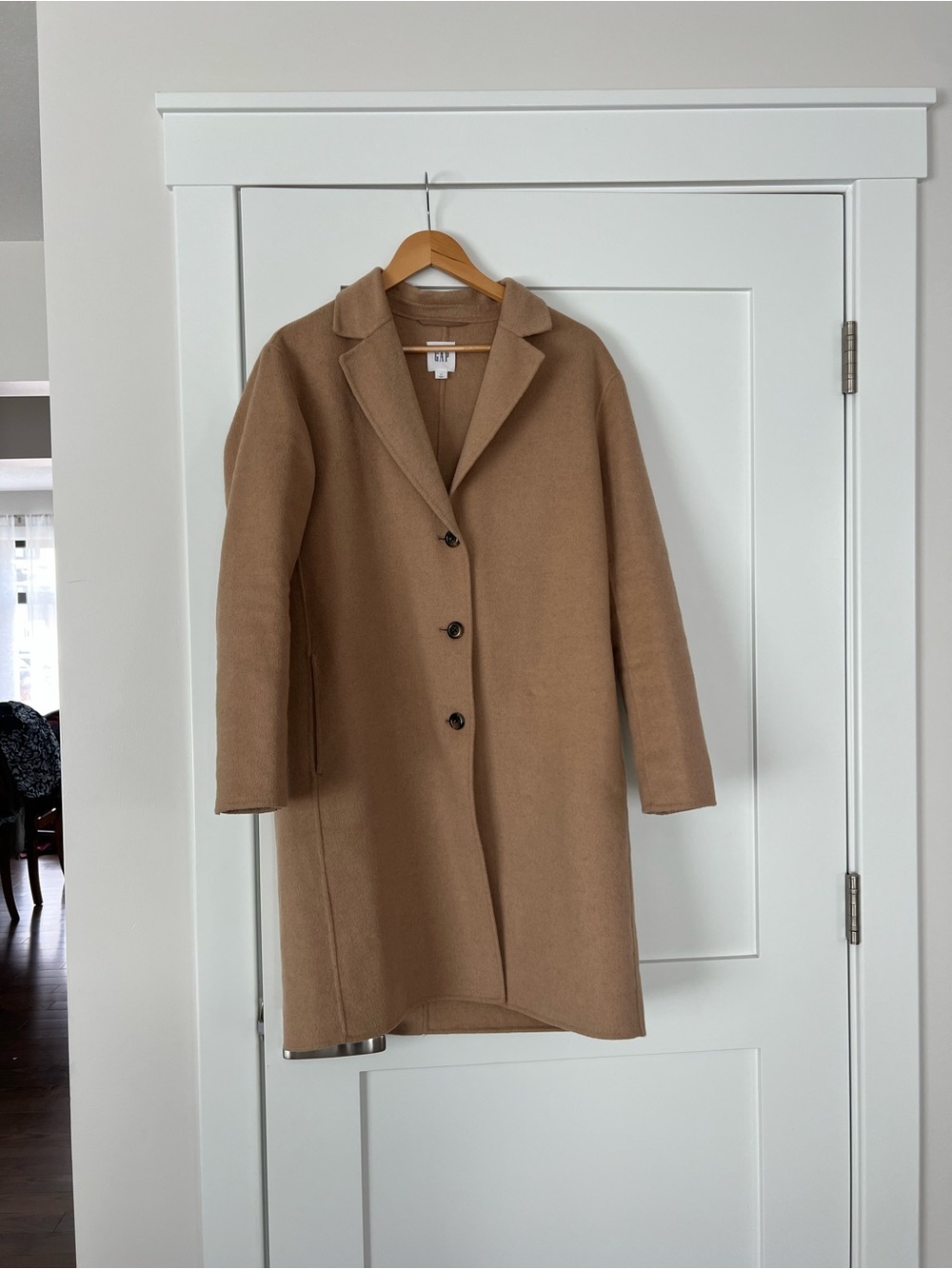GAP Camel Long Wool-Blend Overcoat size Small - Picture 5 of 6